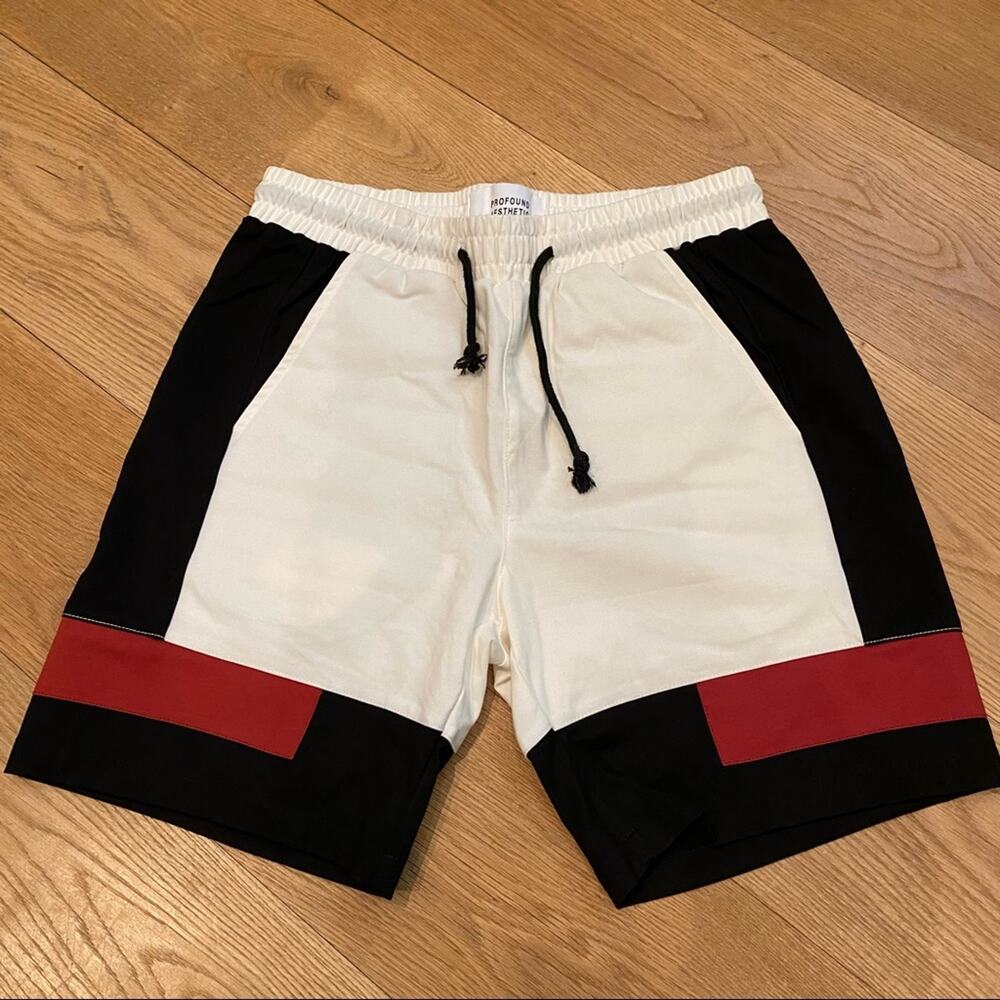 Profound Aesthetic Color Block Shorts in Black Red White Size S/M